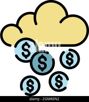 Cyber cloud robbery icon. Outline cyber cloud robbery vector icon color flat isolated Stock Vector