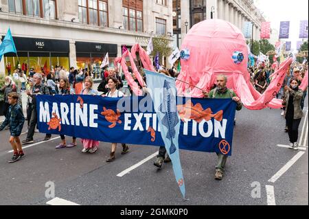 London, UK. 4 September 2021. Extinction Rebellion supporters march for 'March for Nature' Stock Photo