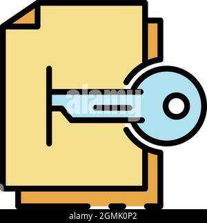 Hacking file encryption icon. Outline hacking file encryption vector icon color flat isolated Stock Vector