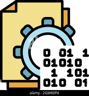 Malicious code in action icon. Outline malicious code in action vector icon color flat isolated Stock Vector
