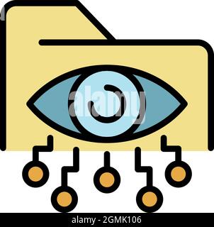 Folder eye network icon. Outline folder eye network vector icon color flat isolated Stock Vector