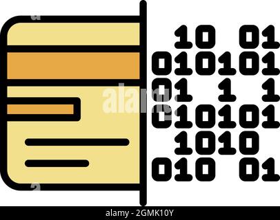 Malicious code on hard drive icon. Outline malicious code on hard drive vector icon color flat isolated Stock Vector