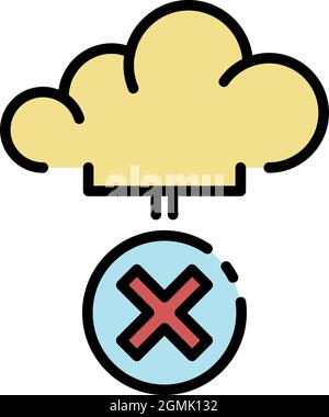 Closed cloud service icon. Outline closed cloud service vector icon color flat isolated Stock Vector