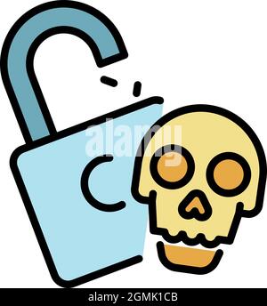 Hacking system icon. Outline hacking system vector icon color flat isolated Stock Vector