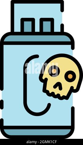 Infection of USB flash drives icon. Outline infection of USB flash drives vector icon color flat isolated Stock Vector