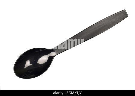 Disposable Plastic Spoon Isolated on White Background with Clipping Path Stock Photo
