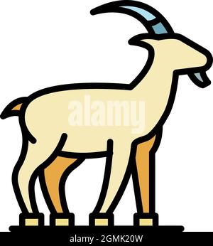 Goat icon. Outline goat vector icon color flat isolated Stock Vector
