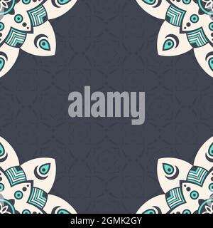 Invitation graphic card with mandalas. Seamless decorative ornament. Applicable for covers, posters, flyers, banners. Arabic, islam, indian, turkish. Stock Vector