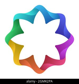 Abstract circular logo element isolated on white background. 3D abstract wavy star figure. Design element. Color gradient icon. Vector color. Stock Vector