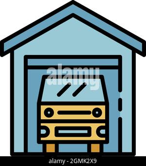 Truck loading icon. Outline truck loading vector icon color flat isolated Stock Vector