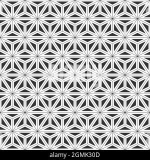 Abstract seamless triangles pattern. Geometric texture. Outline triangles and filled triangles. Structured background. Vector black and white. Stock Vector