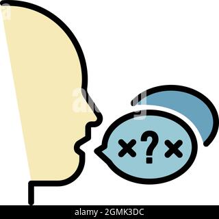 Cant speak icon. Outline cant speak vector icon color flat isolated Stock Vector