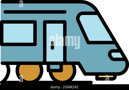 Train head icon. Outline train head vector icon color flat isolated Stock Vector