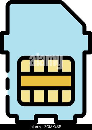 Modern sim card icon. Outline modern sim card vector icon color flat isolated Stock Vector