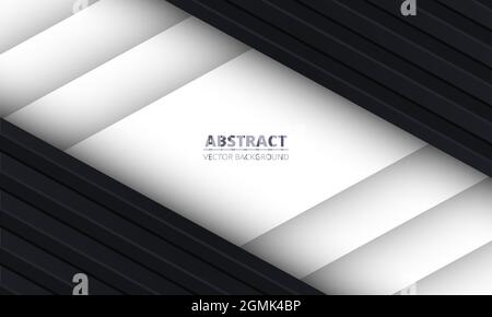 Template concept corporate black and white geometric background with diagonal lines. Dark luxury modern graphic design presentation background Stock Vector