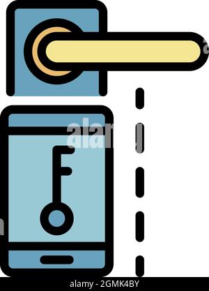 Smart lock icon. Outline smart lock vector icon color flat isolated Stock Vector