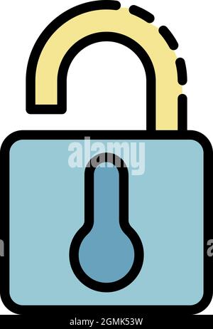 Open smart lock icon. Outline open smart lock vector icon color flat isolated Stock Vector