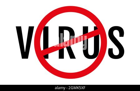 Vector icon of stop virus. Vector poster with stop sign and text of virus. Stock Vector