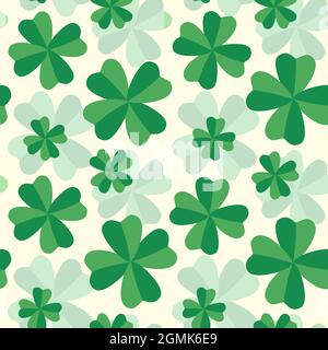 Vintage vector seamless pattern with lucky clover. Retro vector pattern with clovers for Patrick's day. Stock Vector