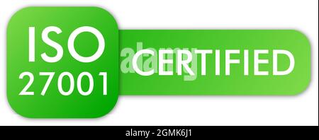 ISO 27001 Certified badge, icon. Certification stamp. Flat design vector. Vector illustration Stock Vector