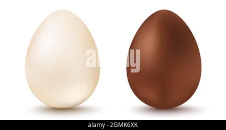 Vector set two eggs for Easter. White and chocolate eggs for Easter. Vector egg. Stock Vector