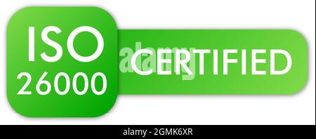 ISO 26000 Certified badge, icon. Certification stamp. Flat design vector. Vector illustration Stock Vector