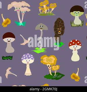 Cartoon mushrooms. Poisonous and edible mushroom, chanterelle, cep, amanita  and truffle isolated vector illustration set. Forest wild mushrooms types  Stock Vector Image & Art - Alamy