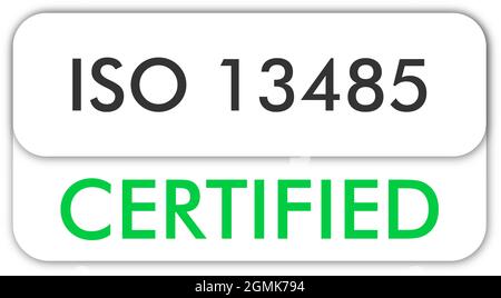 ISO 13485 certification stamp. Flat style, simple design Stock Vector ...