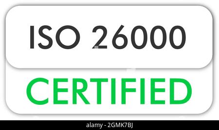 ISO 26000 Certified badge, icon. Certification stamp. Flat design vector. Vector illustration Stock Vector