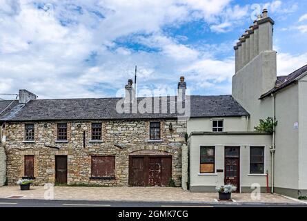 A boarded-up building in Roosky, County Leitrim, Ireland. Stock Photo