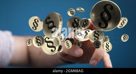 A 3D rendering of paragraph symbols floating in the space; law and justice concept Stock Photo