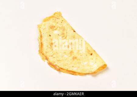 Folded Plain Omelet isolated on White Background Stock Photo
