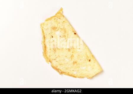 Plain Egg Omelet isolated on White Background Stock Photo
