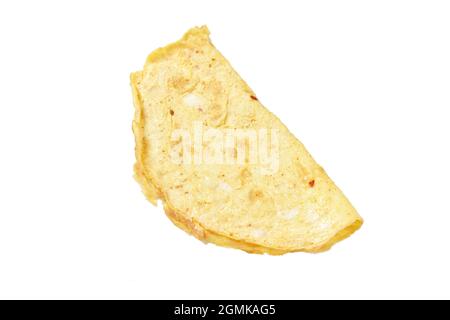Folded Plain Omelet isolated on White Background with Clipping path Stock Photo