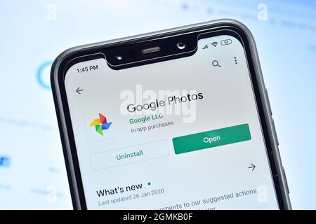 New Delhi, India - February 08, 2020: Google Photos App on Smartphone, Google Photos Stock Photo