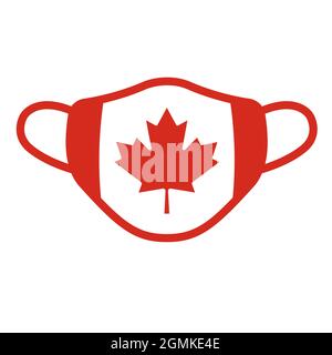 Canadian flag medical face mask icon vector stock illustration Stock Vector
