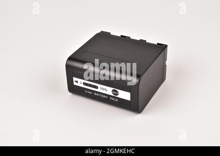 li-ion battery on White background, lithium battery Stock Photo