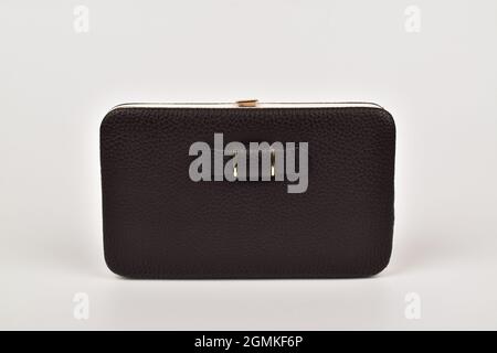 Black clutch Bag Isolated on White Background Stock Photo