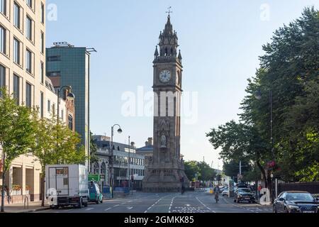 19th century Albert Memorial Clock from High Street, City of Belfast, Northern Ireland, United Kingdom Stock Photo