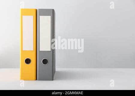 Office folders on white background Stock Photo