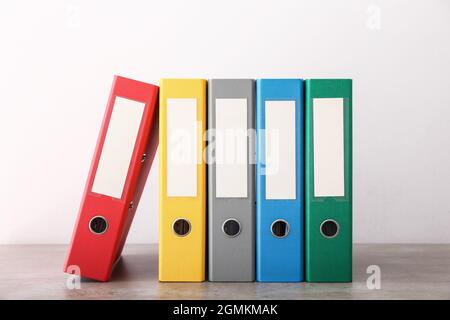 Office folders on light background Stock Photo