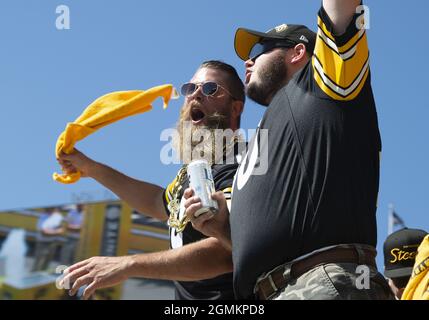 Pittsbugh, United States. 19th Sep, 2021. Pittsburgh Steelers fans before the Las Vegas Raiders 26-17 win at Heinz Field on Sunday, September 19, 2021 in Pittsburgh. Photo by Archie Carpenter/UPI Credit: UPI/Alamy Live News Stock Photo