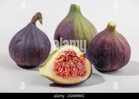 Fresh fig fruits isolated on white background. Stock Photo