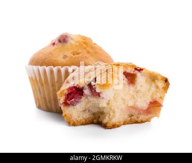 Tasty cranberry muffins on white background Stock Photo