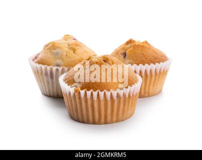 Tasty cranberry muffins on white background Stock Photo