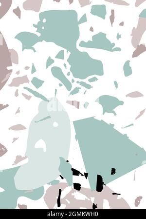Vector grey and green terrazzo flooring seamless pattern background ...