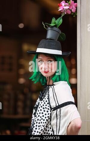 London, UK. 18 Sep 2021. The model attends a flash mob fashion show in Mayfair for designer Pierre Garroudi. LFW 2021. Credit: Waldemar Sikora Stock Photo