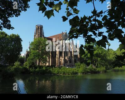 Johanneskirche at Feuersee in Stuttgart, Germany. Sunny day at  summer time (2020) Stock Photo