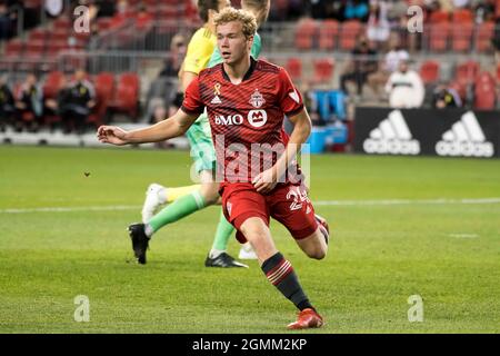 Toronto, Ontario, Canada. 18th Sep, 2021. Jacob Shaffelburg (24) in action during the MLS game between between Toronto FC and Nashville SC The game ended 2-1 (Credit Image: © Angel Marchini/ZUMA Press Wire) Stock Photo