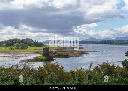 Castle Stalker in Scotland build on an island in Loch Linnhe Stock Photo